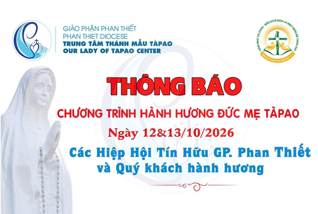 Chương Trình Hành Hương Đức Mẹ Tàpao Ngày 12 & 13/10/2026