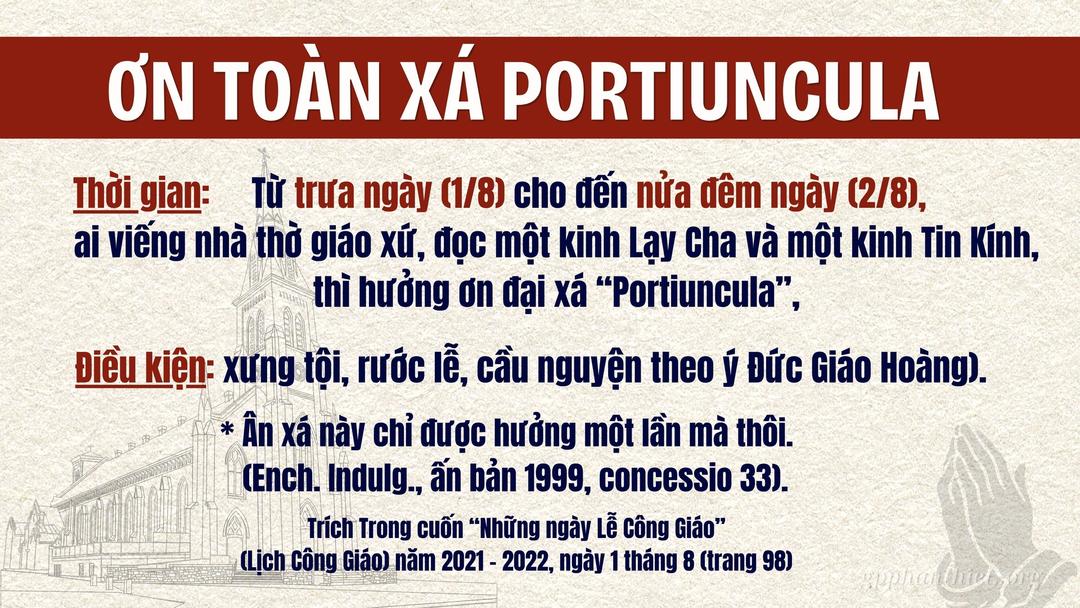 Ơn Toàn Xá PORTIUNCULA